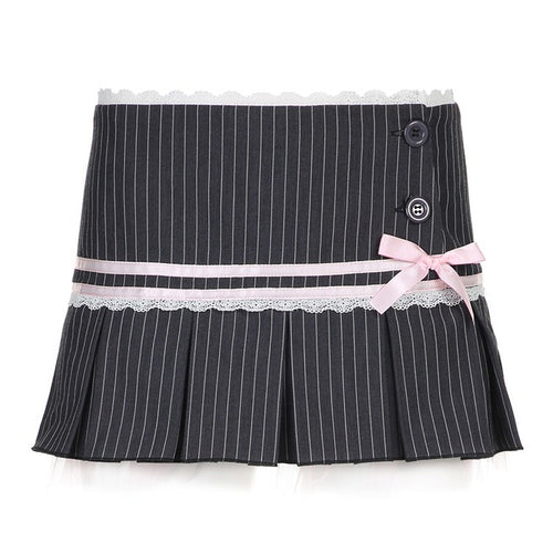 Boogzel Apparel Pinstripe Coquette Micro-Mini Skirt