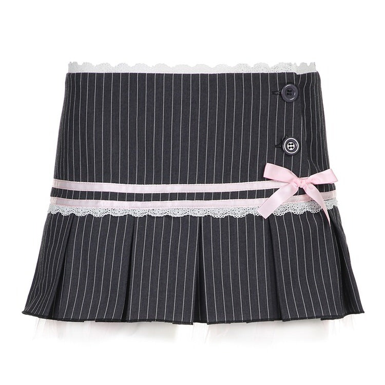 Boogzel Apparel Pinstripe Coquette Micro-Mini Skirt