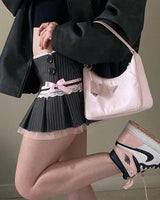 Boogzel Apparel Pinstripe Coquette Micro-Mini Skirt, view 2