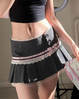 Boogzel Apparel Pinstripe Coquette Micro-Mini Skirt, view 3