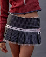 Boogzel Apparel Pinstripe Coquette Micro-Mini Skirt, view 4