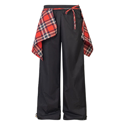 Boogzel Apparel Plaid Shirt-Tied Baggy Trousers