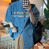 Boogzel Apparel Plants & Pots Embroidery Denim Shirt, view 4