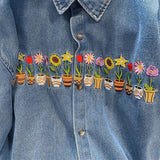 Boogzel Apparel Plants & Pots Embroidery Denim Shirt, view 5