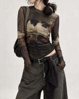 Boogzel Apparel Playful Kitten Brown Long Sleeve Top, view 2