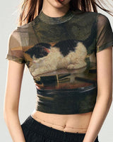 Boogzel Apparel Playful Kitten Print Y2K Top, view 2