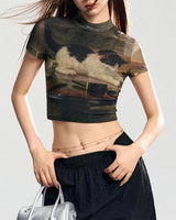 Boogzel Apparel Playful Kitten Print Y2K Top, view 3
