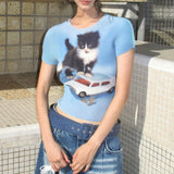 Boogzel Apparel Playful Kitten Y2K Baby Tee, view 3