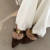 Boogzel Apparel Pointed-Toe Faux Fur Mules, view 4