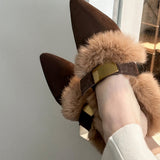 Boogzel Apparel Pointed-Toe Faux Fur Mules, view 5