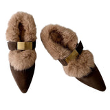 Boogzel Apparel Pointed-Toe Faux Fur Mules, view 6