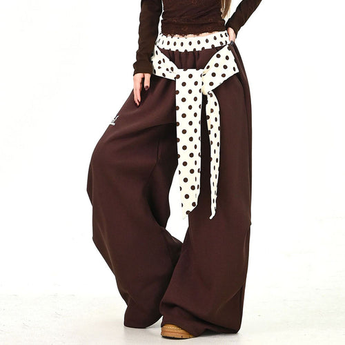 Boogzel Apparel Polka Dot Belt Wide Leg Pants