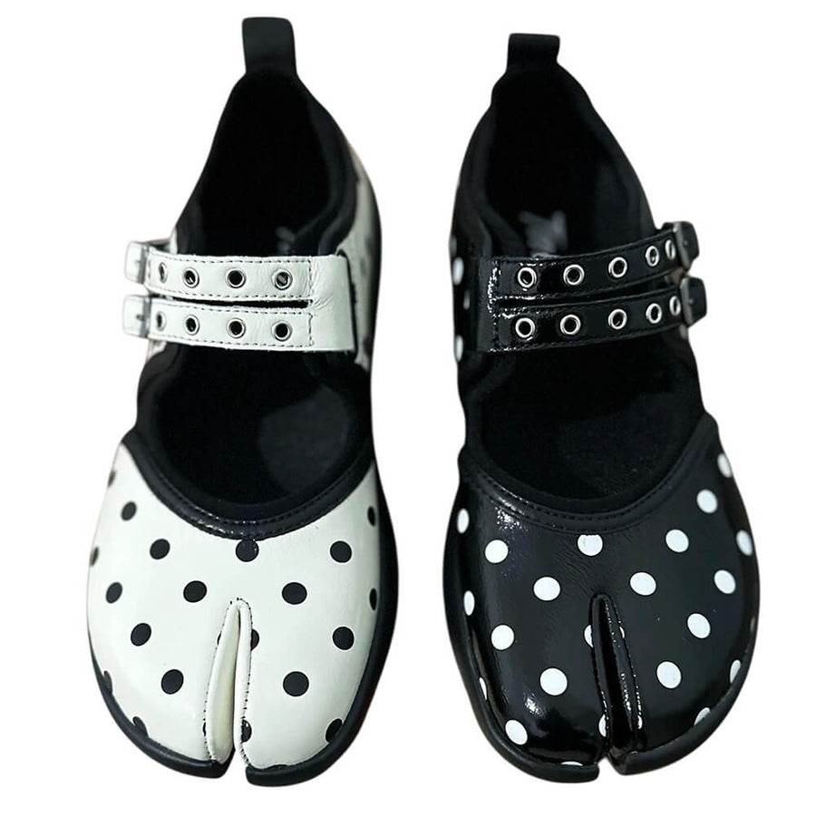 Boogzel Apparel Polka Dot Buckle Strap Tabi Shoes
