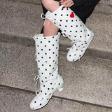 Boogzel Apparel Polka Dot Heart Kitten Heel Boots, view 5