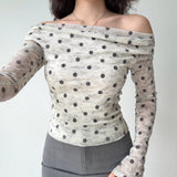 Boogzel Apparel Polka Dot Off Shoulder Bardot Top, view 4