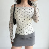 Boogzel Apparel Polka Dot Off Shoulder Bardot Top, view 5
