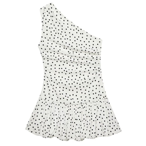 Boogzel Apparel Polka Dot One Shoulder Ruffle Top