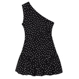 Boogzel Apparel Polka Dot One Shoulder Ruffle Top, view 2
