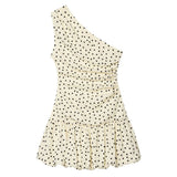 Boogzel Apparel Polka Dot One Shoulder Ruffle Top, view 3