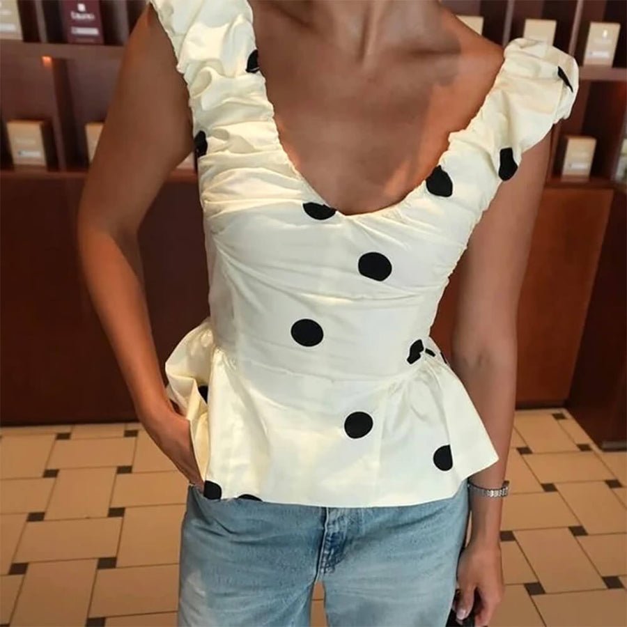 Boogzel Apparel Polka Dot Ruffle Top