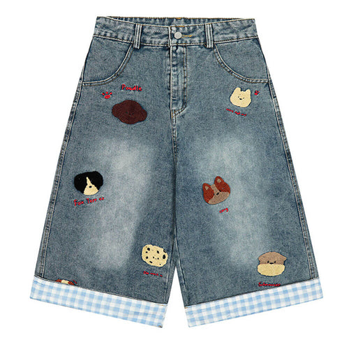 Boogzel Apparel Poodle Embroidered Denim Shorts