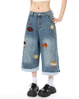 Boogzel Apparel Poodle Embroidered Denim Shorts, view 3