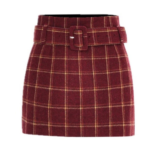 Boogzel Apparel Pop Of Red Plaid Skirt
