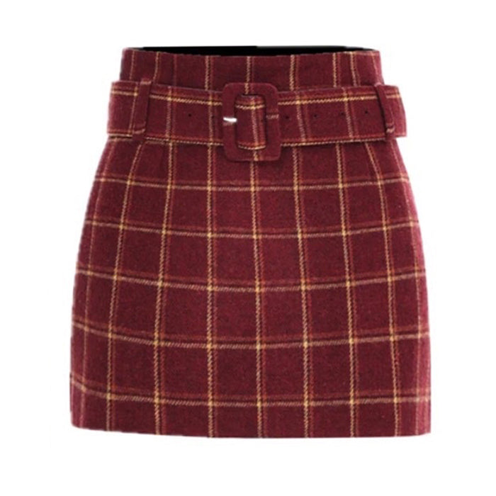 Boogzel Apparel Pop Of Red Plaid Skirt