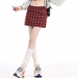 Boogzel Apparel Pop Of Red Plaid Skirt, view 4