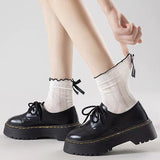 Boogzel Apparel Preppy Aesthetic Bow Ruffle Socks, view 4