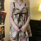 Boogzel Apparel Preppy Aesthetic Plaid Mini Tank Dress, view 3