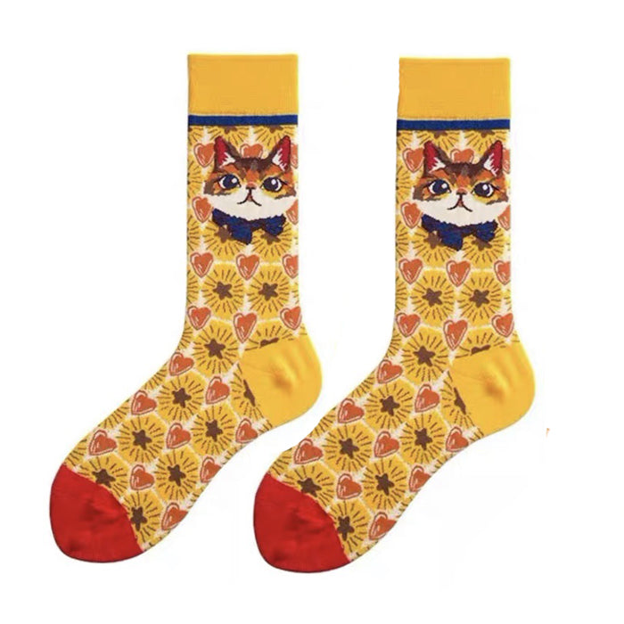 Boogzel Apparel Preppy Cat Print Socks