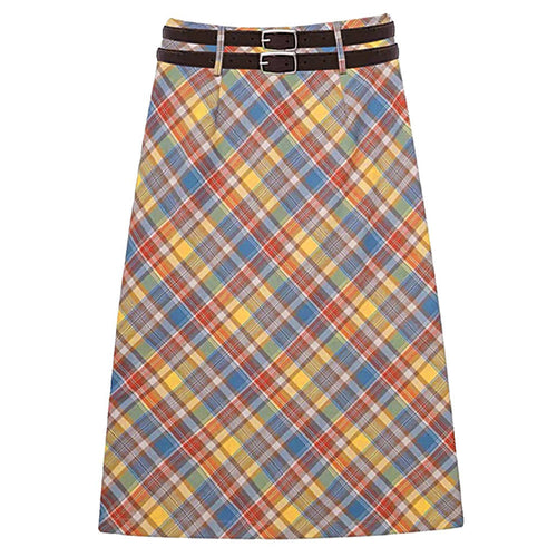 Boogzel Apparel Preppy Colorful Plaid Maxi Skirt