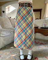 Boogzel Apparel Preppy Colorful Plaid Maxi Skirt, view 2
