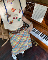 Boogzel Apparel Preppy Colorful Plaid Maxi Skirt, view 3