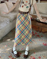 Boogzel Apparel Preppy Colorful Plaid Maxi Skirt, view 4