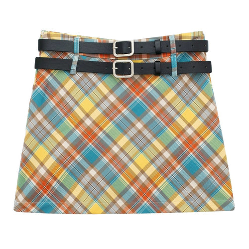 Boogzel Apparel Preppy Colorful Plaid Mini Skirt