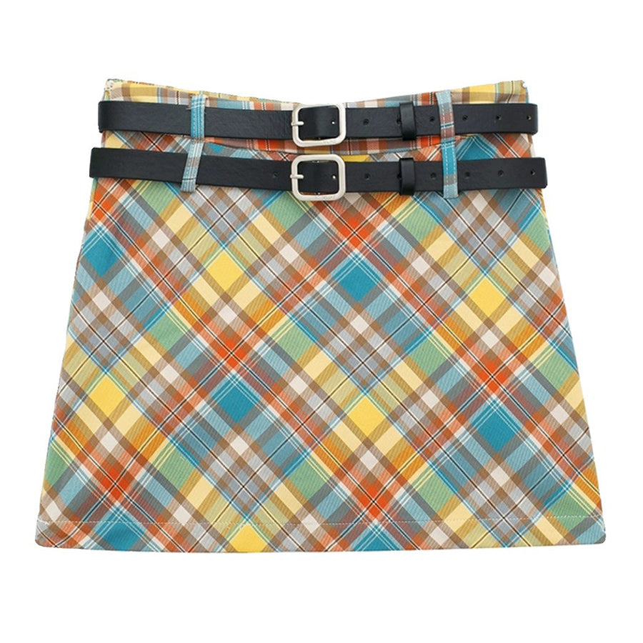 Boogzel Apparel Preppy Colorful Plaid Mini Skirt