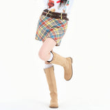 Boogzel Apparel Preppy Colorful Plaid Mini Skirt, view 4
