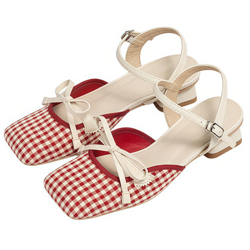 Boogzel Apparel Preppy Gingham Bow Sandals