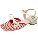 Boogzel Apparel Preppy Gingham Bow Sandals, view 3