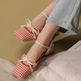 Boogzel Apparel Preppy Gingham Bow Sandals, view 4