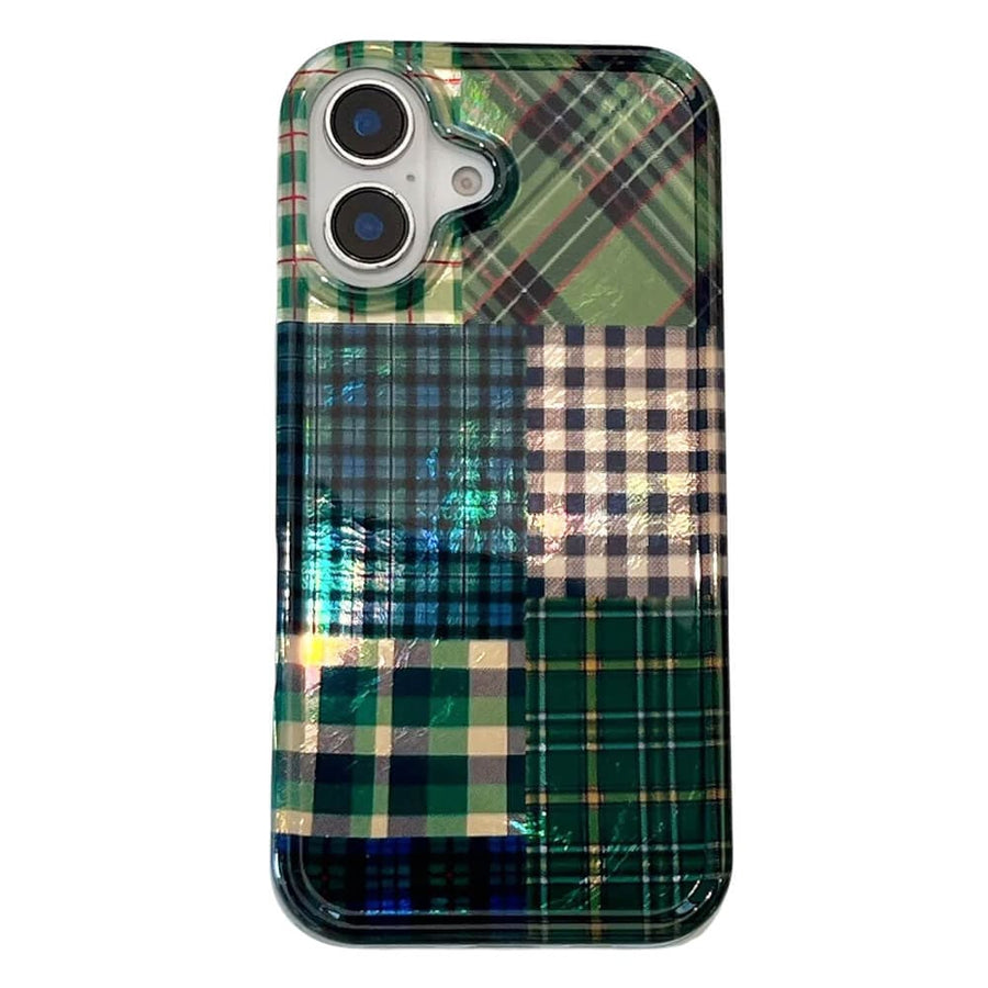 Boogzel Apparel Preppy Green Patchwork iPhone Case