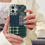 Boogzel Apparel Preppy Green Patchwork iPhone Case, view 2