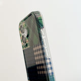 Boogzel Apparel Preppy Green Patchwork iPhone Case, view 3