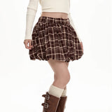 Boogzel Apparel Preppy Plaid Balloon Mini Skirt, view 4