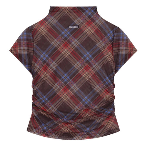 Boogzel Apparel Preppy Plaid Mesh Crop Top