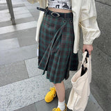 Boogzel Apparel Preppy Style Checkered Kilt Skirt, view 3