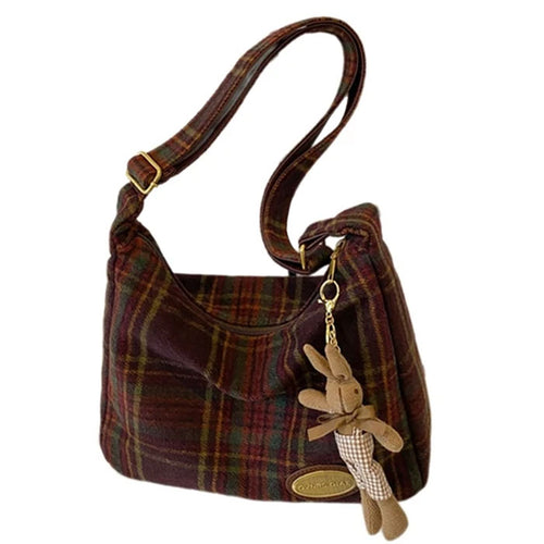 Boogzel Apparel Preppy Style Plaid Shoulder Bag