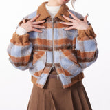 Boogzel Apparel Preppy Style Warm Checkered Jacket, view 4